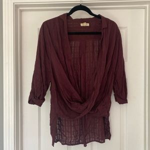 Burgundy open front top